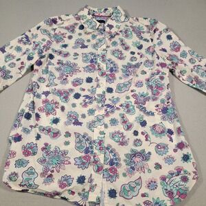 Talbots Shirt Floral Print Button Down Long Sleeve Womens Small Cottagecore‎